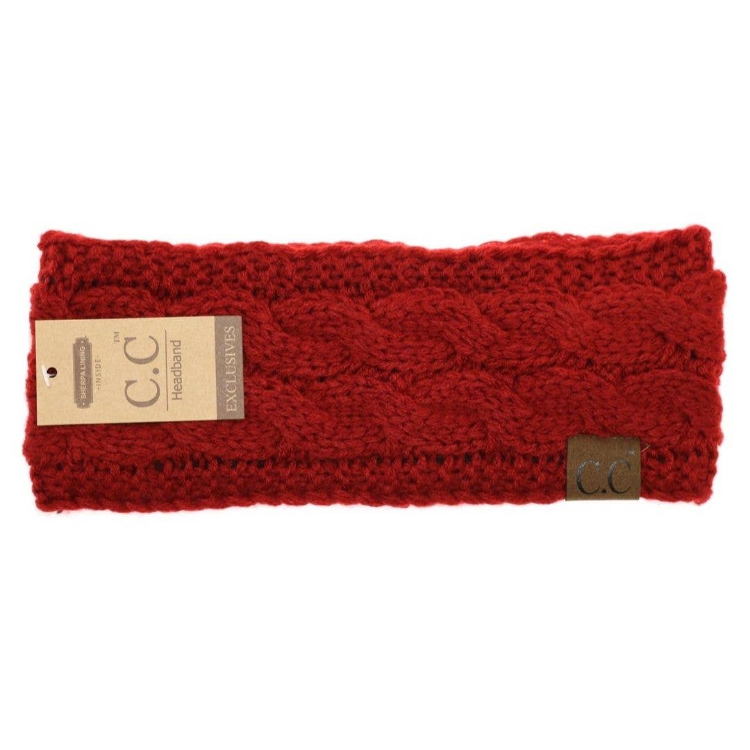 CC Beanie Solid Cable Knit Head Wrap