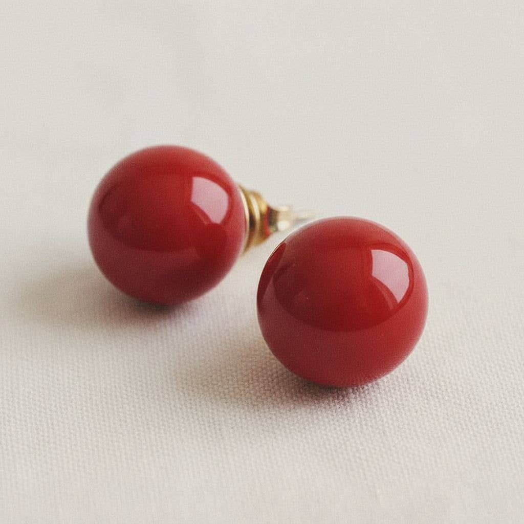 Retro Red Seed Pod Gemstone Earrings