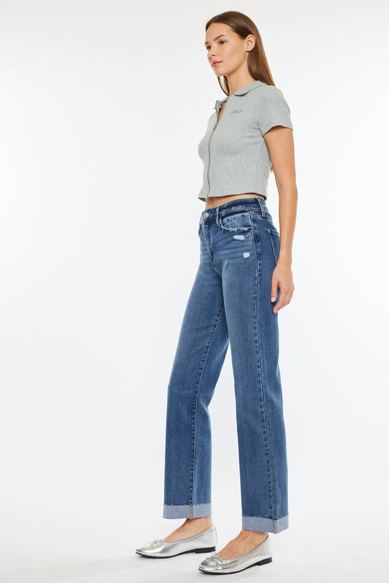 High Rise True Straight Jean Dark Wash