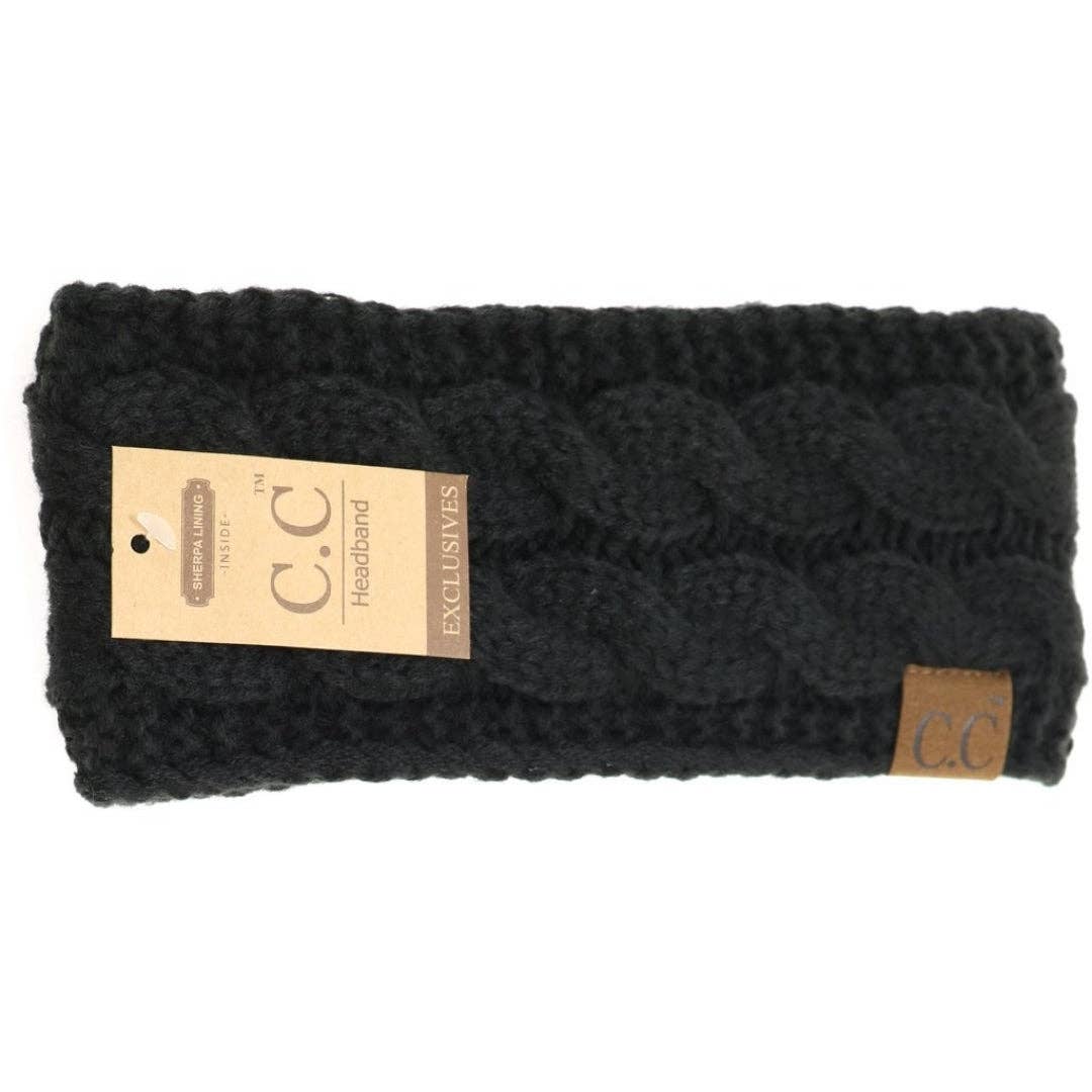CC Beanie Solid Cable Knit Head Wrap