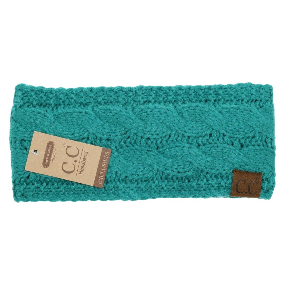 CC Beanie Solid Cable Knit Head Wrap