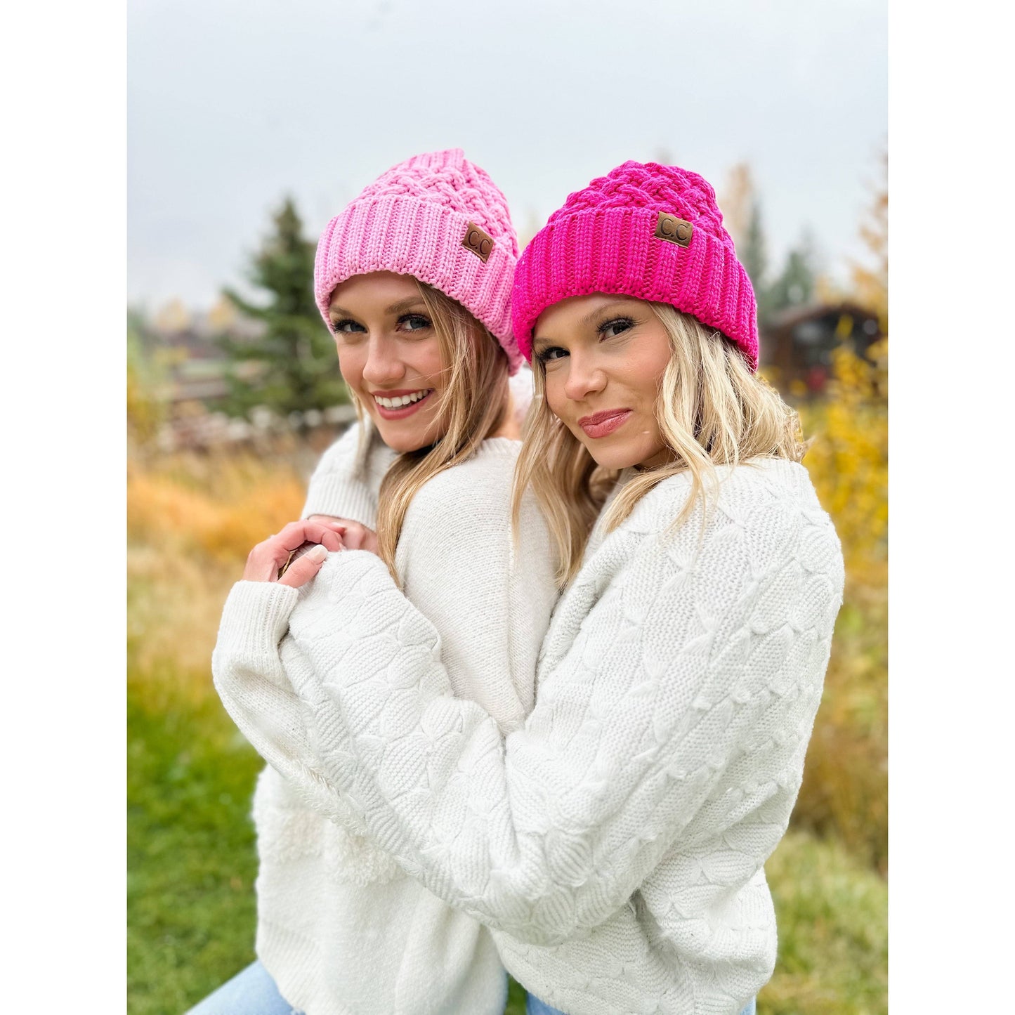 CC Beanie Lattice Knit Cuff