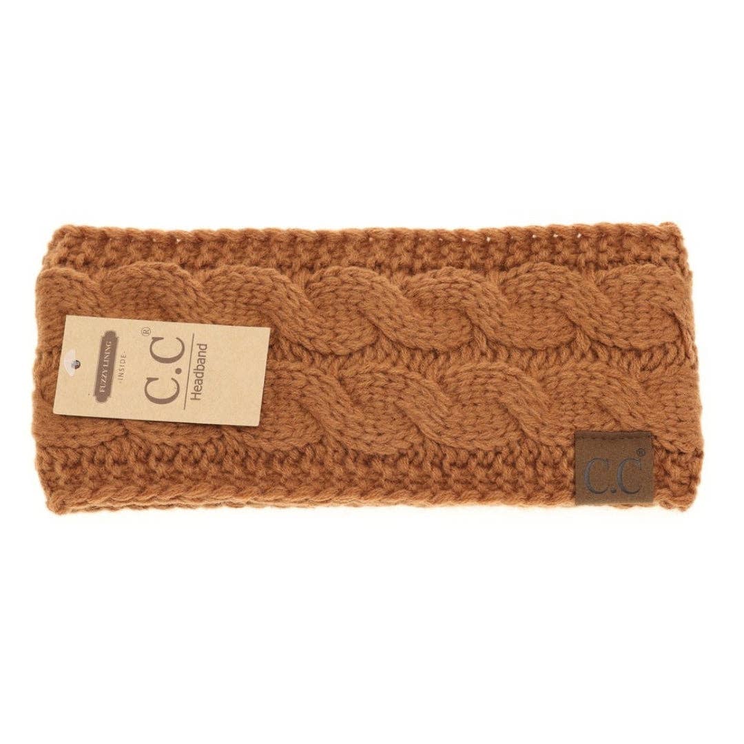 CC Beanie Solid Cable Knit Head Wrap