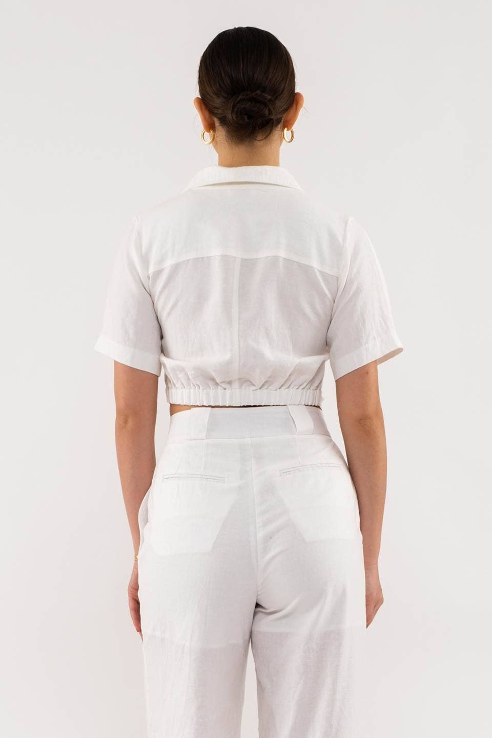 Twist Front Linen Crop Top