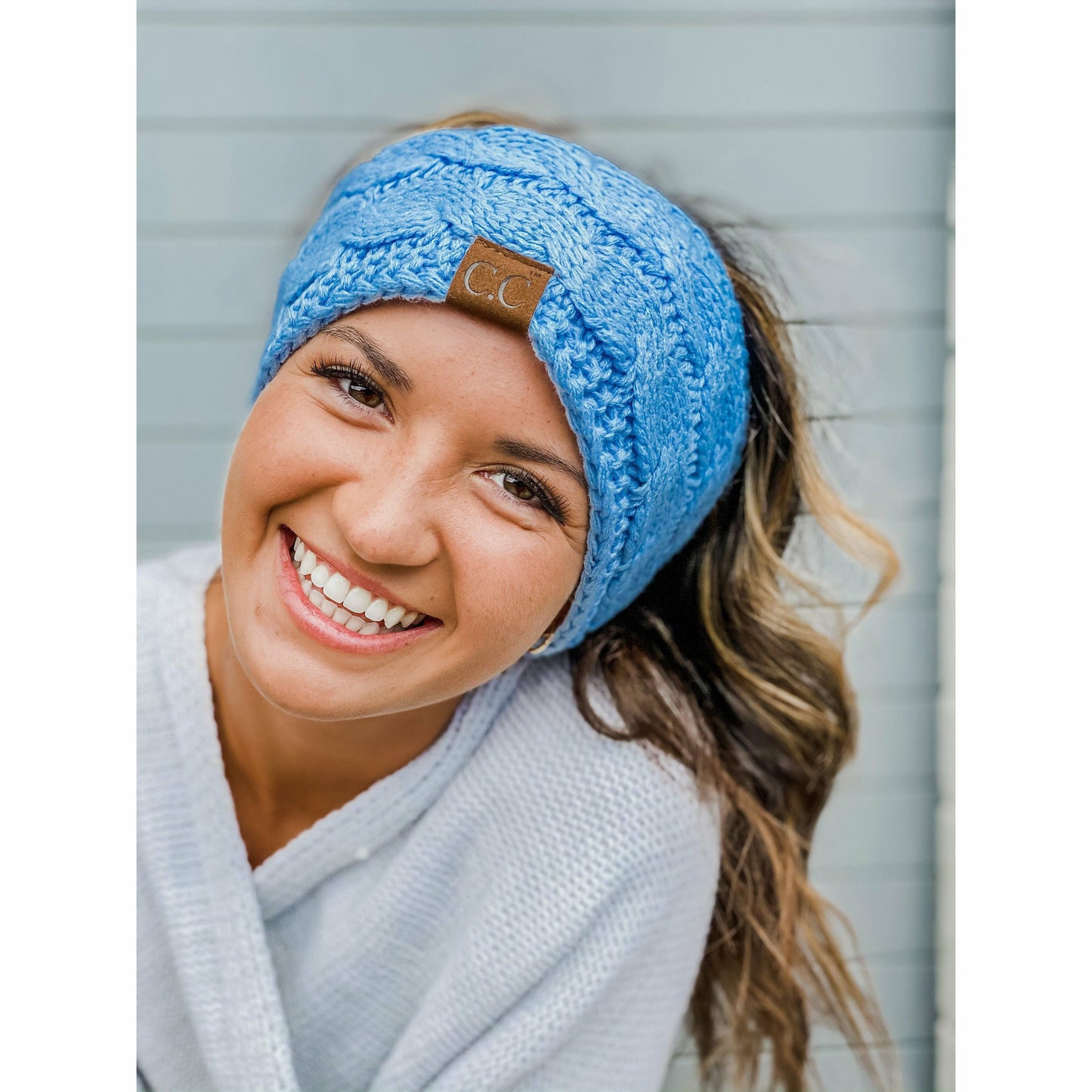 CC Beanie Solid Cable Knit Head Wrap