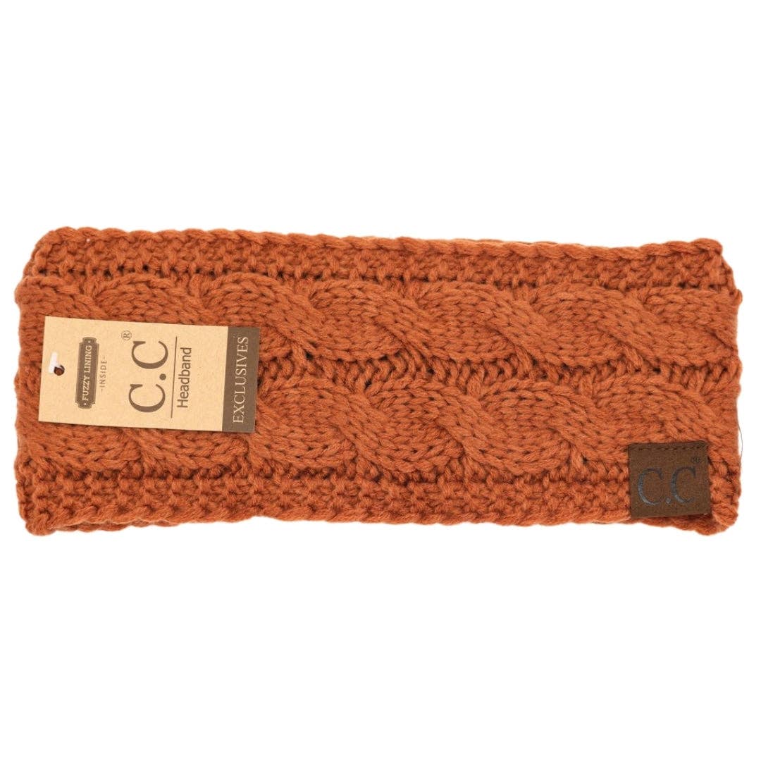 CC Beanie Solid Cable Knit Head Wrap