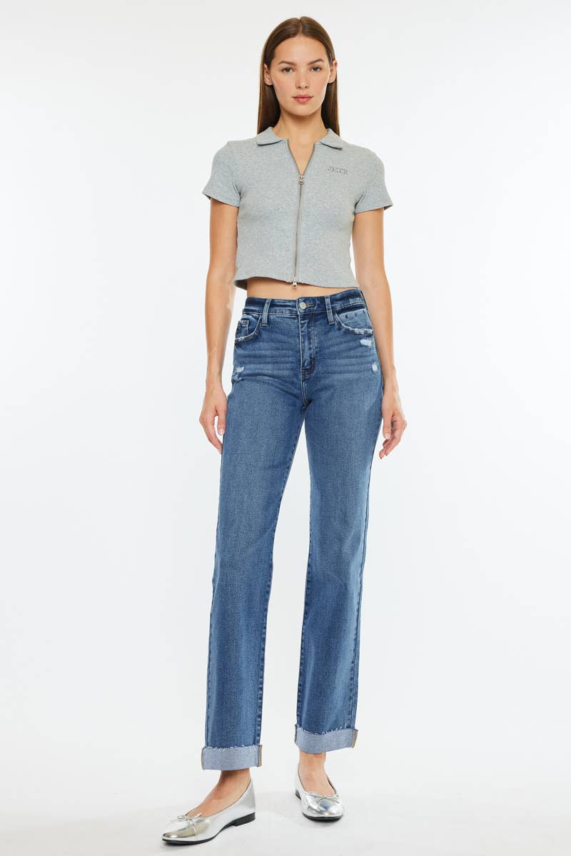 High Rise True Straight Jean Dark Wash