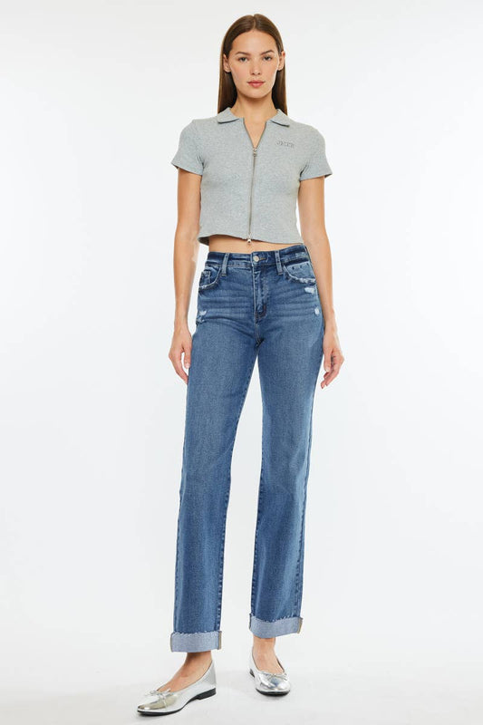 High Rise True Straight Jean Dark Wash