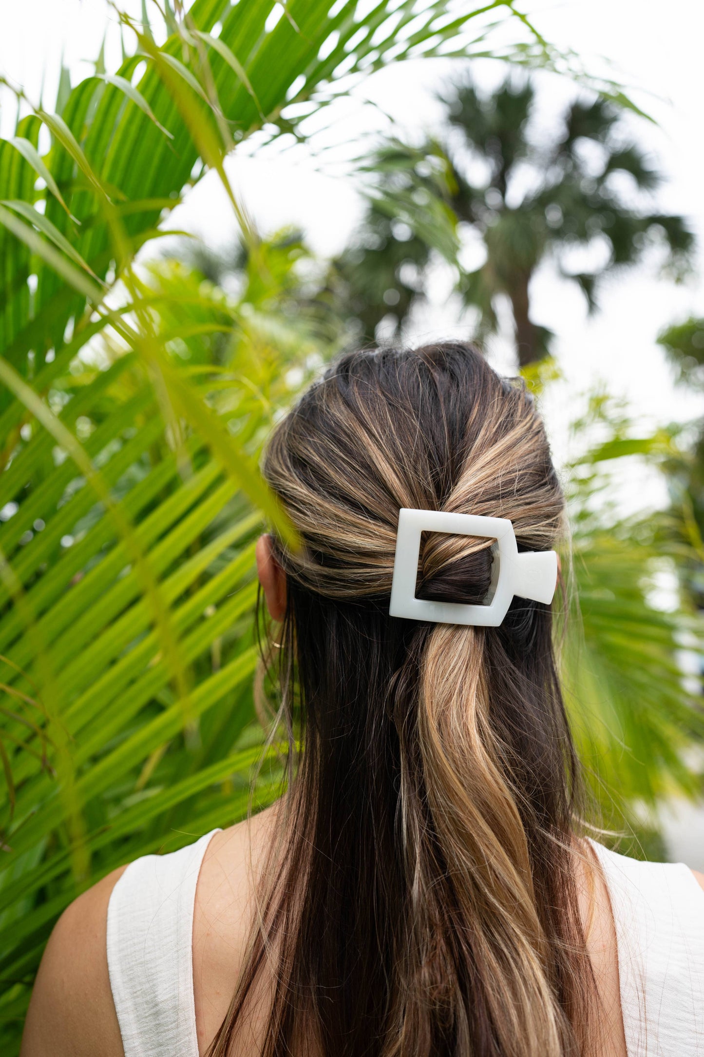 Teleties Square Flat Hair Clip | Medium | Coconut White