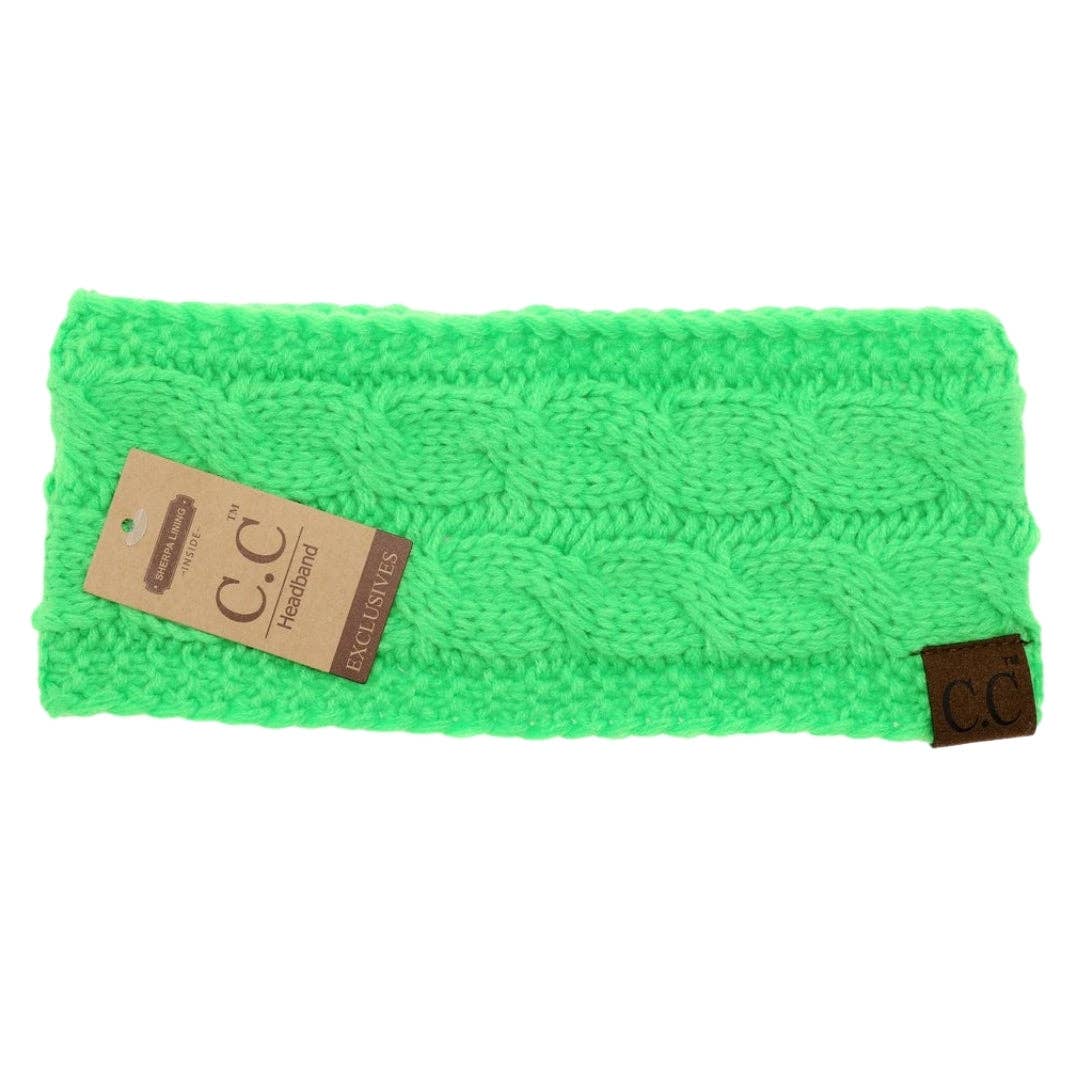 CC Beanie Solid Cable Knit Head Wrap
