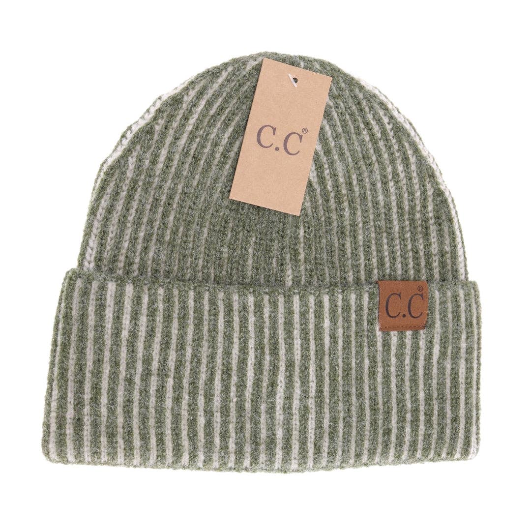 CC Beanie Contrasting Sriped Cuff