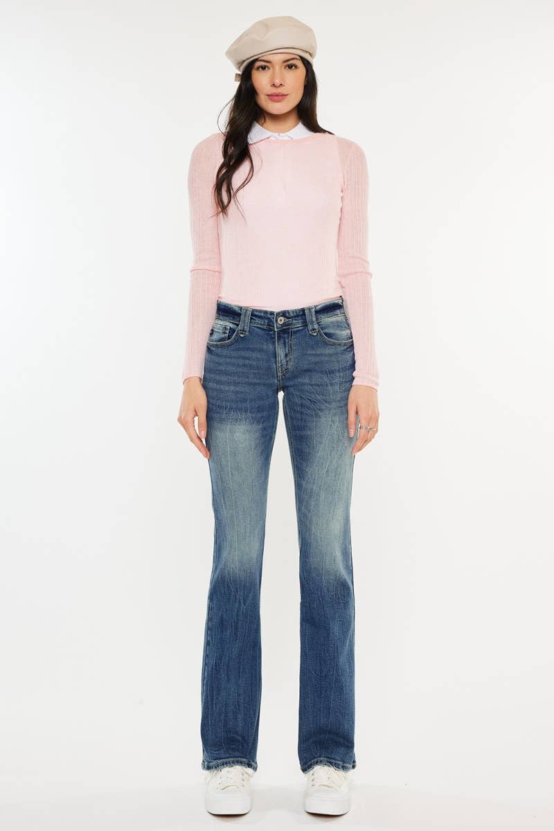 Low Rise Boot Cut Jeans Medium Wash