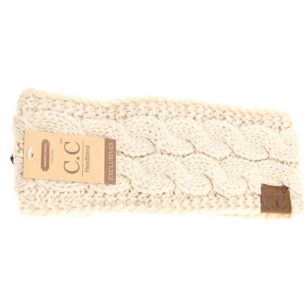 CC Beanie Solid Cable Knit Head Wrap