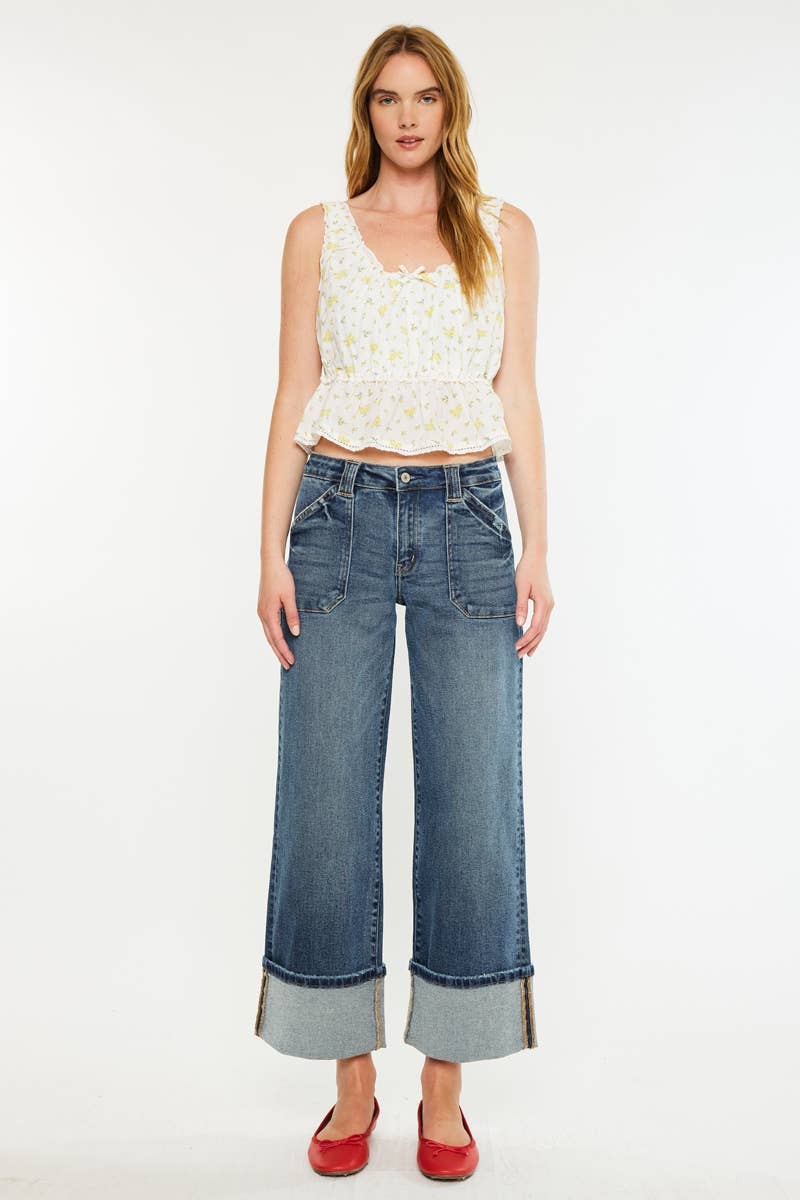 Mid Rise Wide Leg Jeans