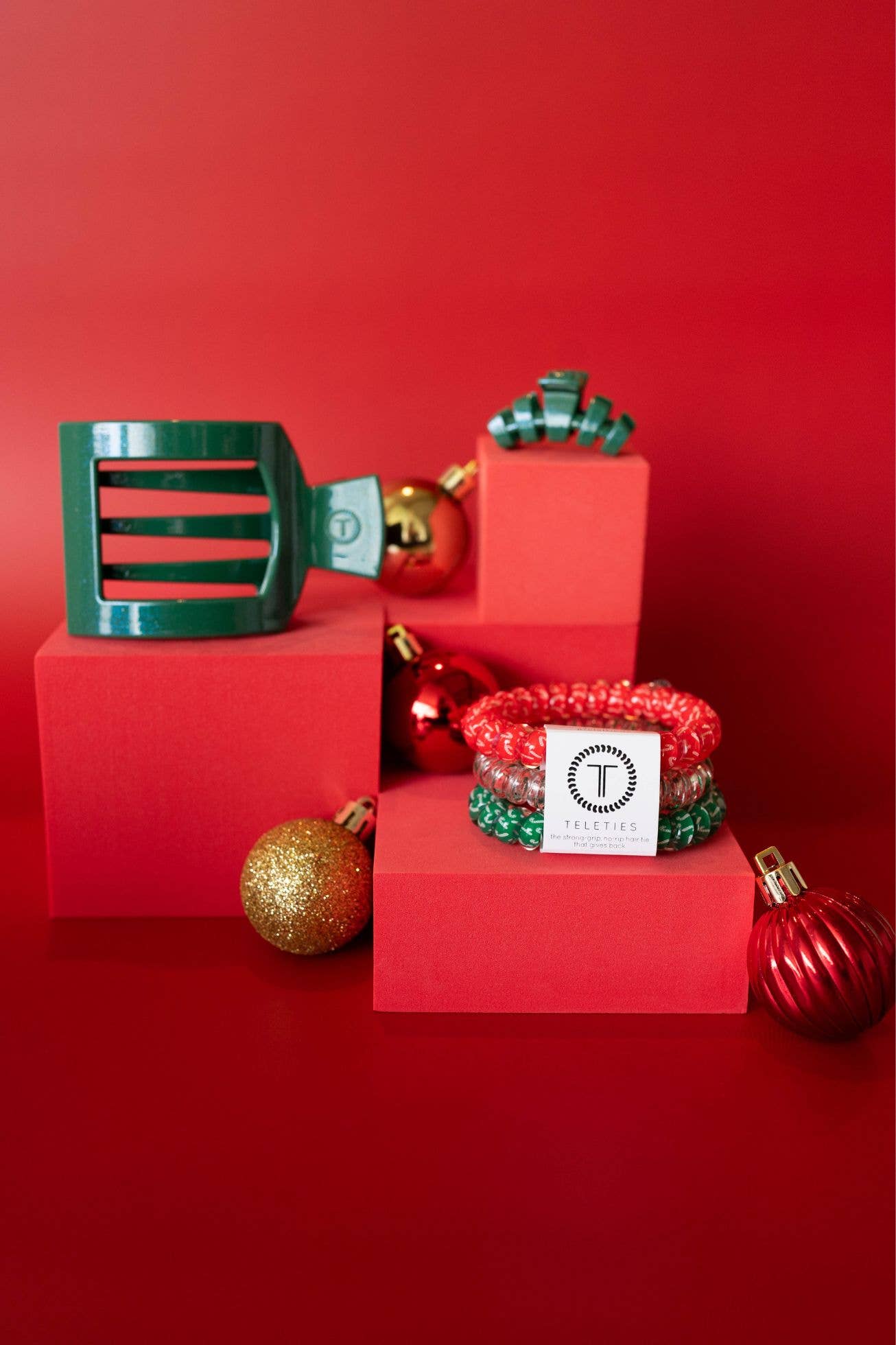 Teleties Spiral Hair Coils | Large | Hooked on Christmas Hair Ties