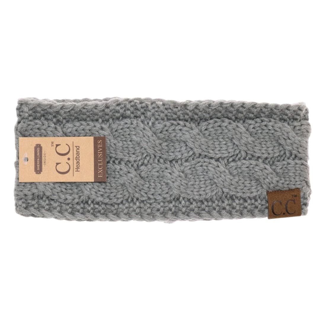 CC Beanie Solid Cable Knit Head Wrap