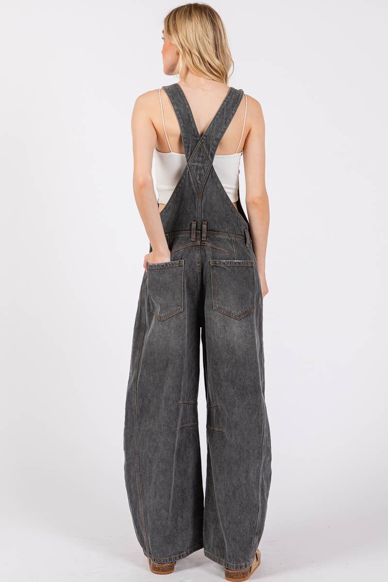 Washed Denim Overall Jumpsuit