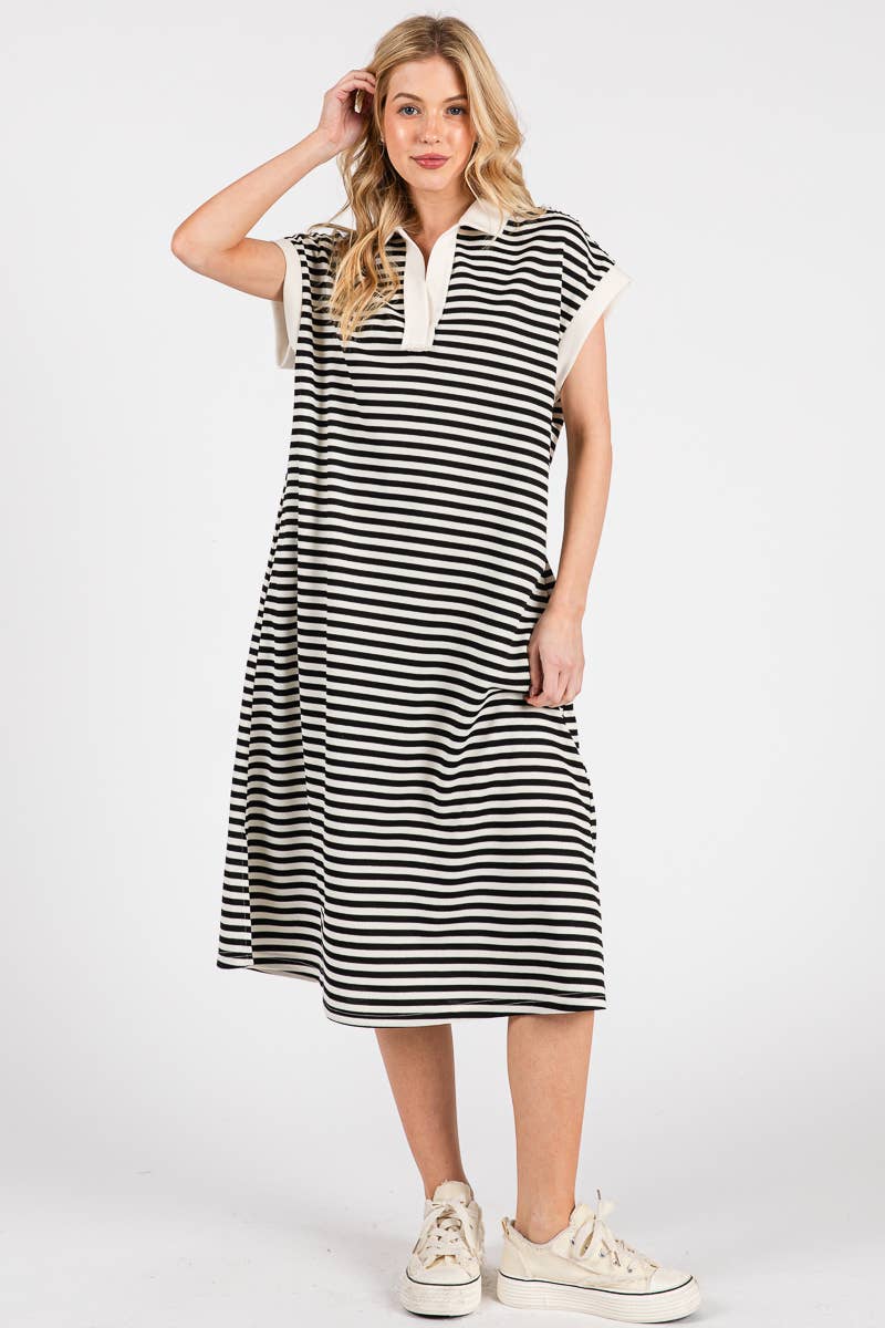 Striped Relaxed Fit Midi Dress