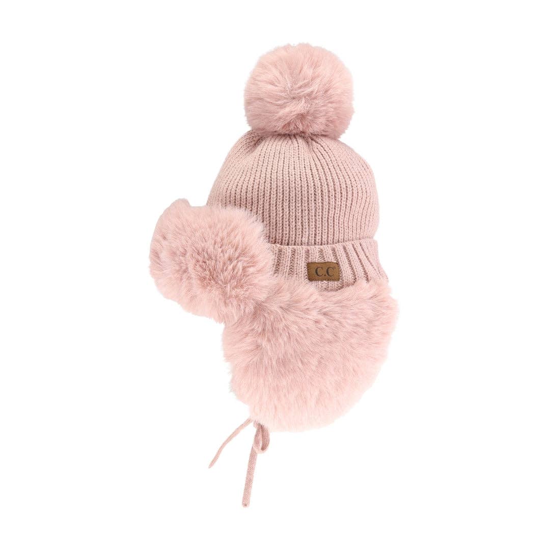 CC Beanie Thick Knitted Trapper Pom