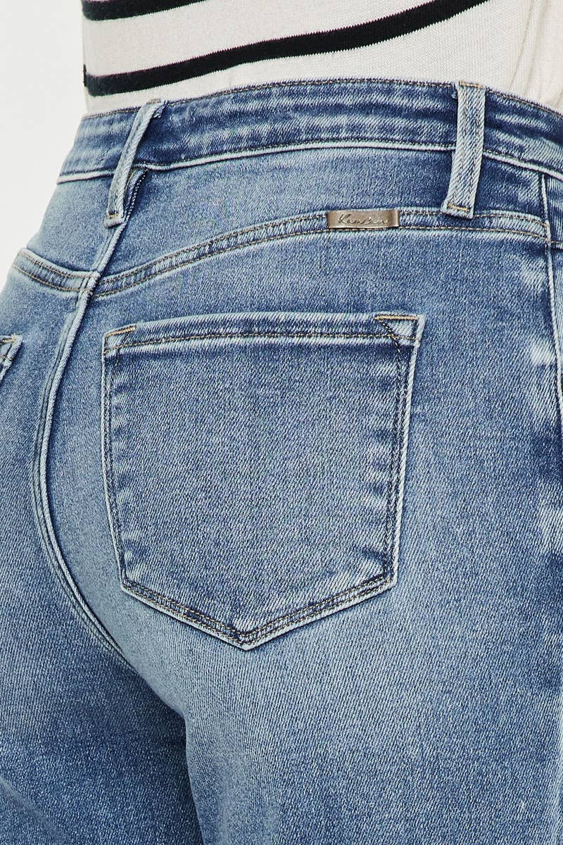 High Rise Slim Straight Jeans Medium Wash