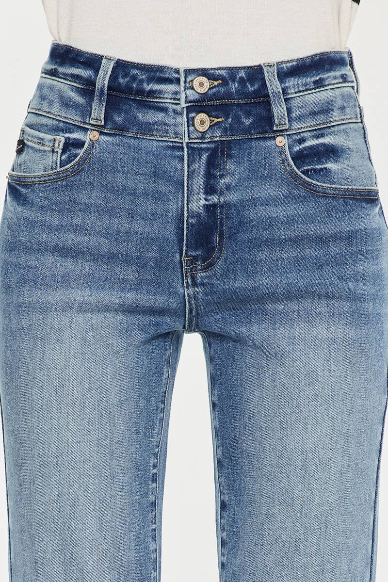 High Rise Slim Straight Jeans Medium Wash