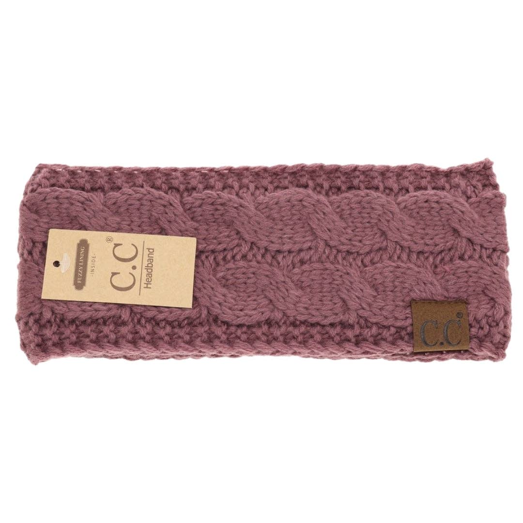 CC Beanie Solid Cable Knit Head Wrap