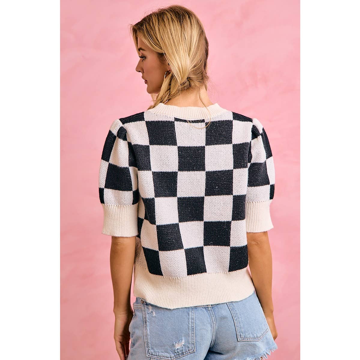 Gameday Checker Knit Top