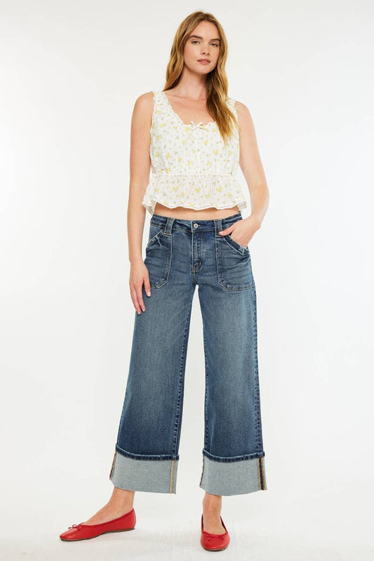 Mid Rise Wide Leg Jeans
