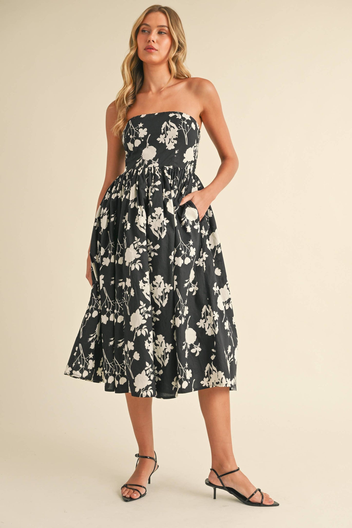Strapless Floral Dress
