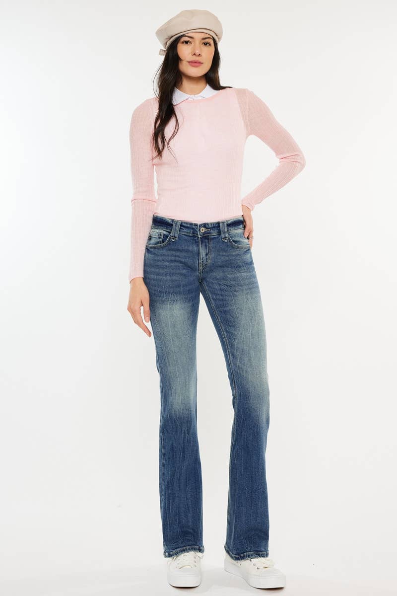 Low Rise Boot Cut Jeans Medium Wash