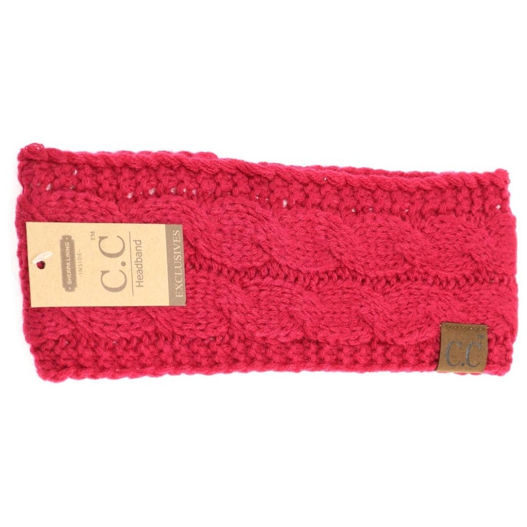 CC Beanie Solid Cable Knit Head Wrap