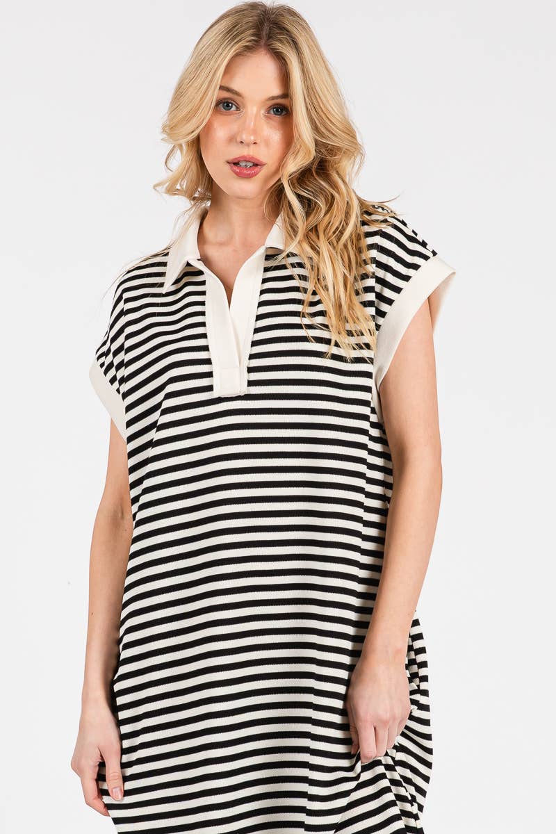 Striped Relaxed Fit Midi Dress
