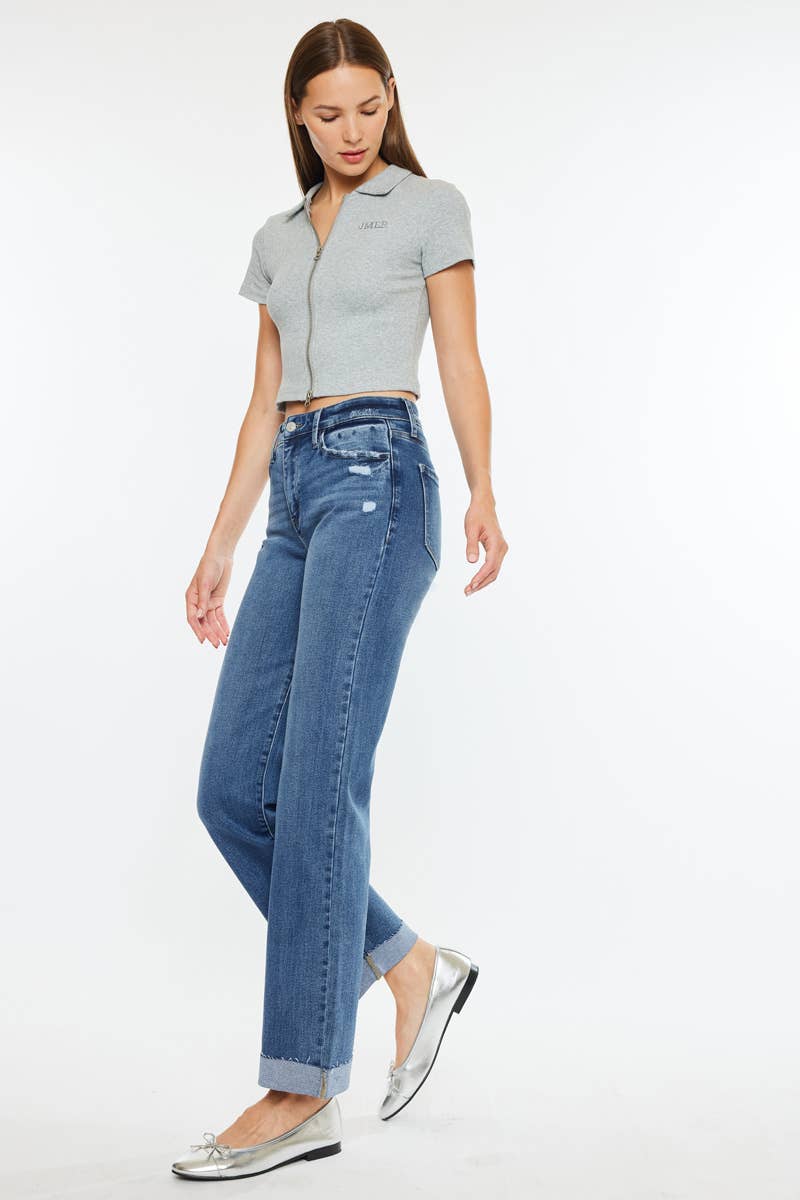 High Rise True Straight Jean Dark Wash