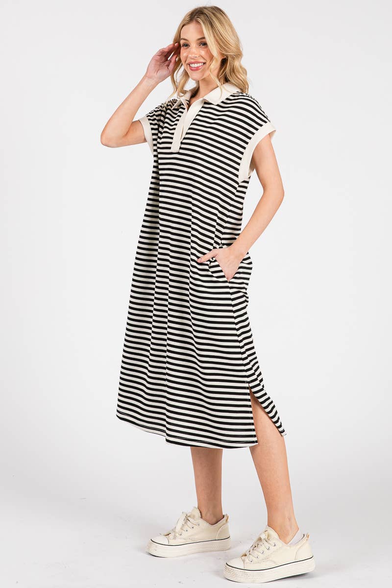 Striped Relaxed Fit Midi Dress