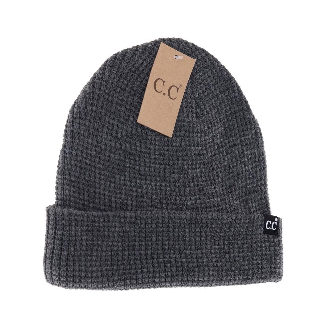 CC Beanie Unisex Waffle Knit Cuffed/Slouchy Beanie