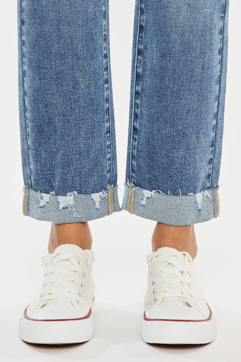 High Rise Slim Straight Jeans Medium Wash
