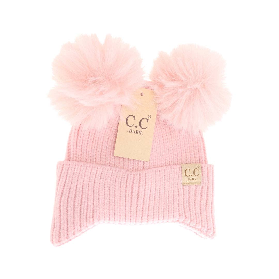 CC Beanie BABY Ear Flap Double Pom