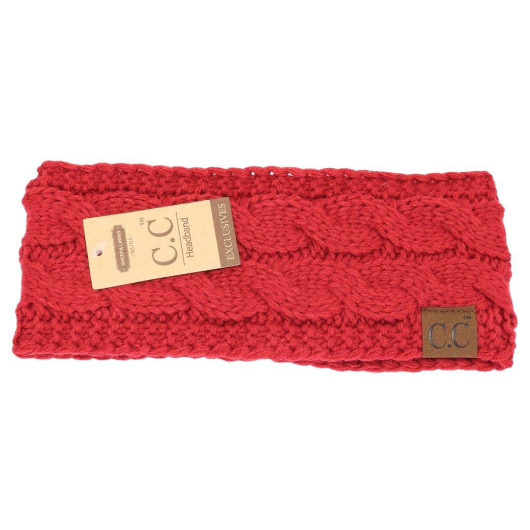CC Beanie Solid Cable Knit Head Wrap