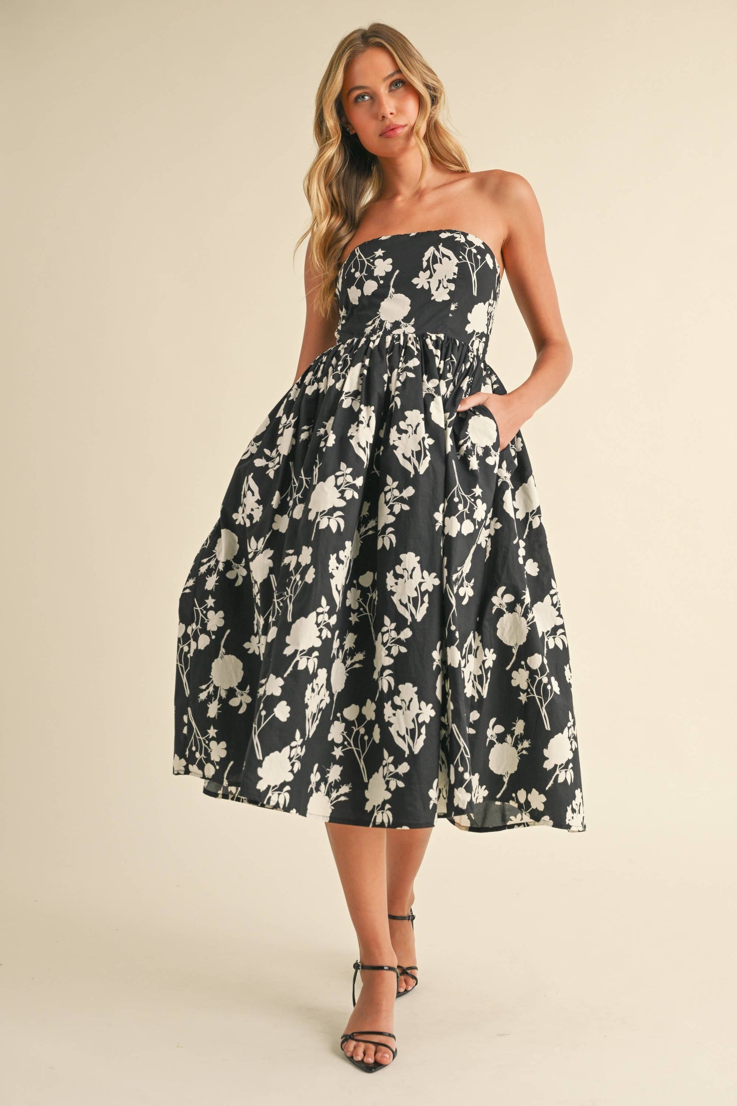 Strapless Floral Dress