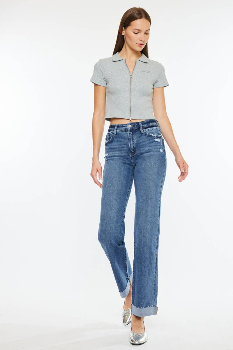 High Rise True Straight Jean Dark Wash