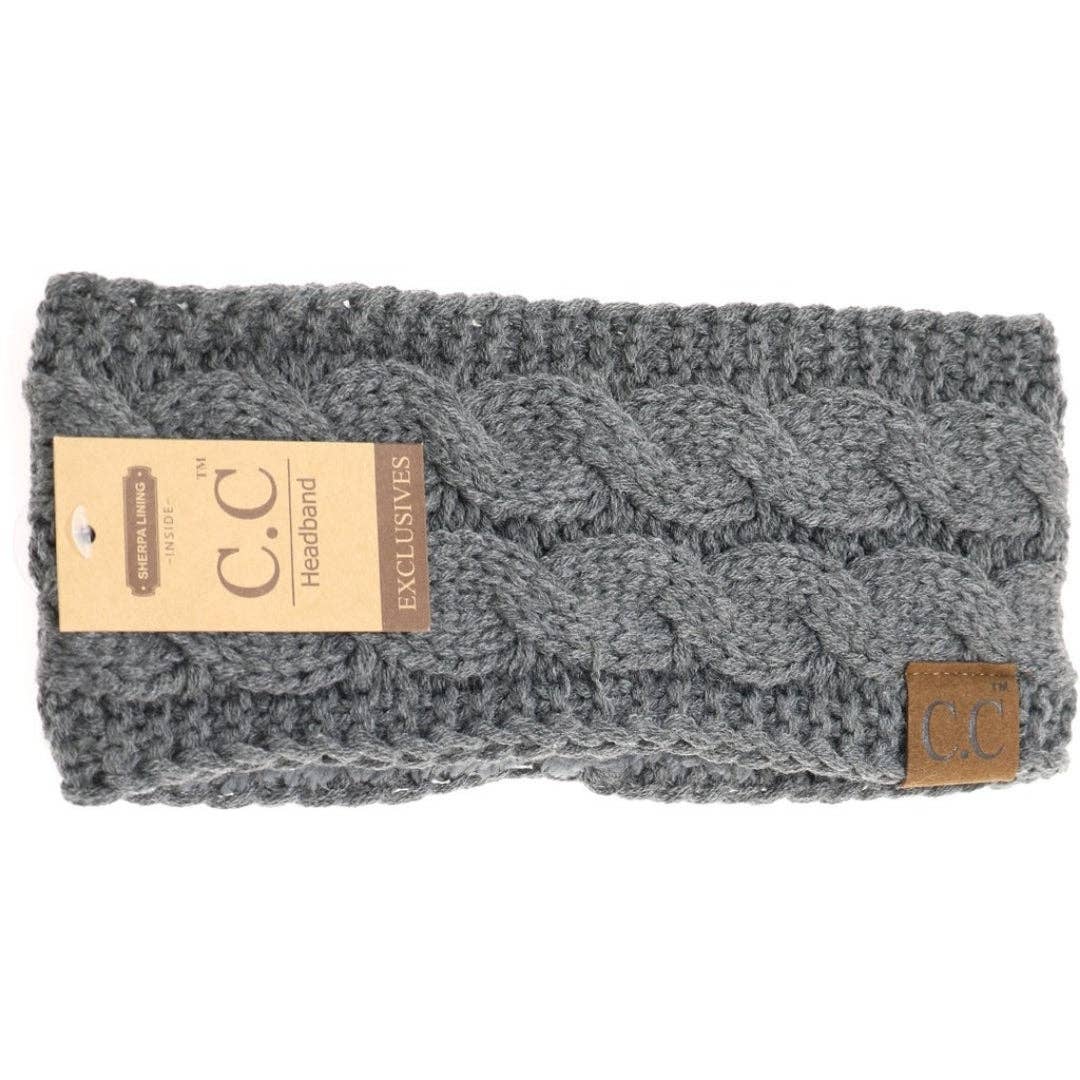 CC Beanie Solid Cable Knit Head Wrap