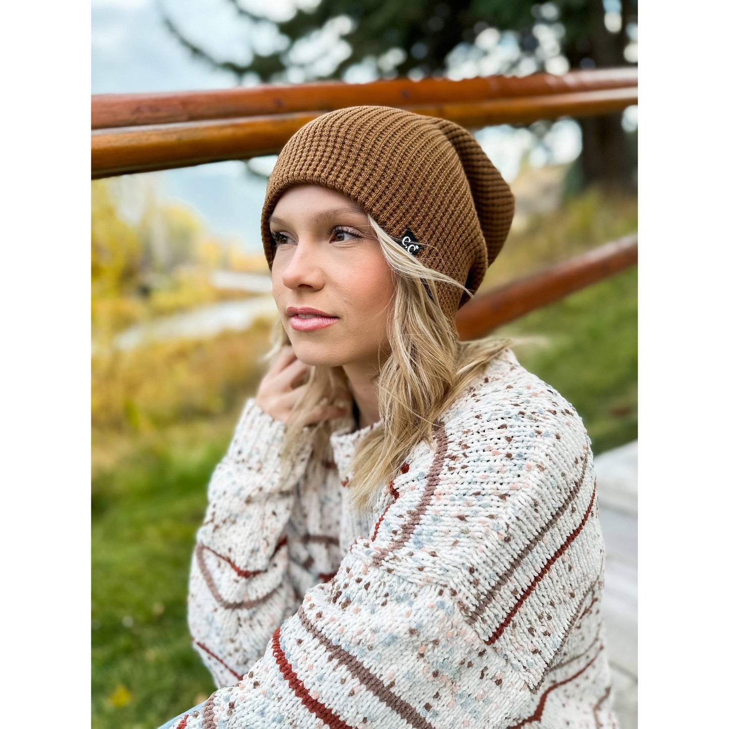 CC Beanie Unisex Waffle Knit Cuffed/Slouchy Beanie