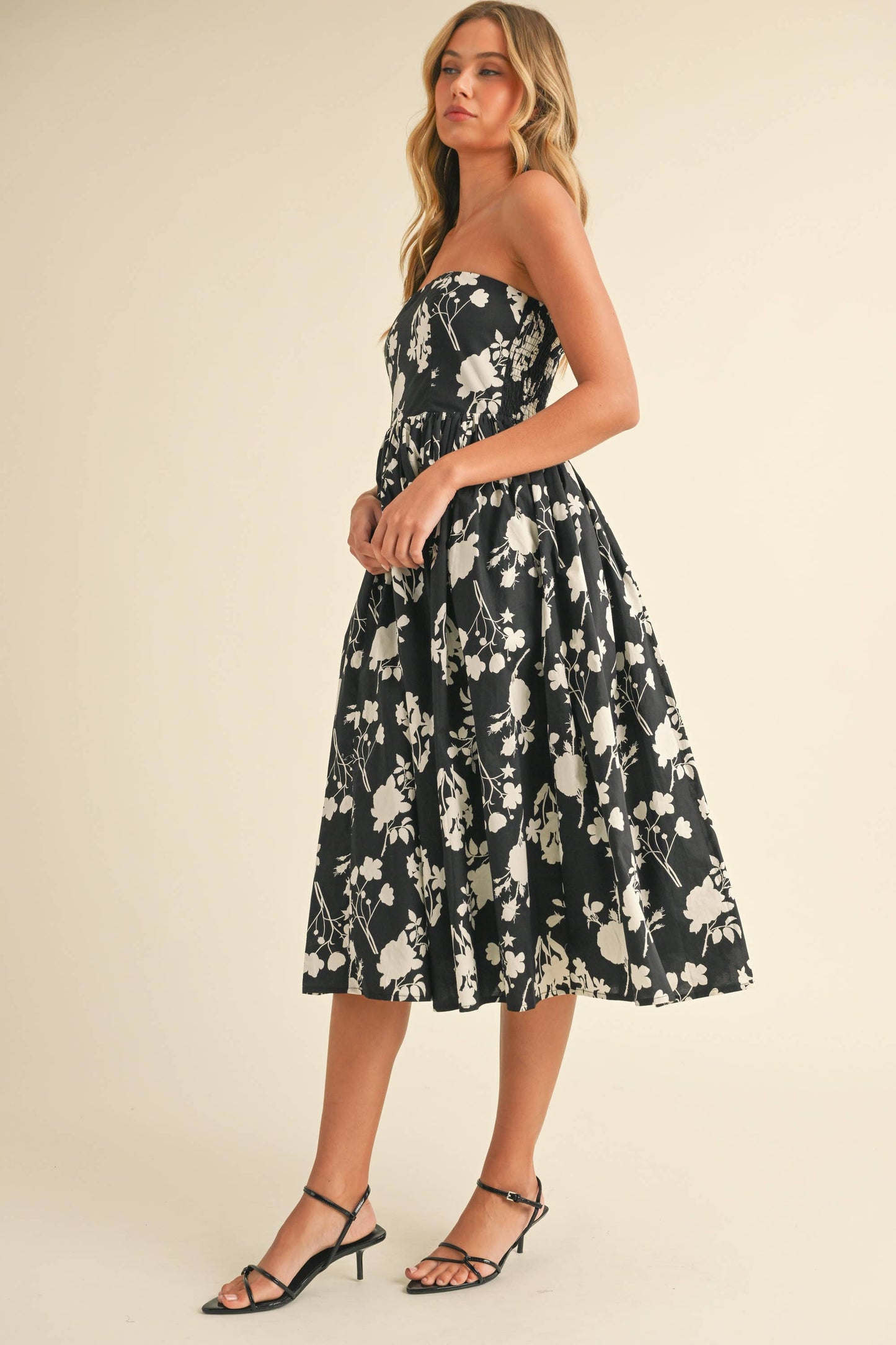 Strapless Floral Dress
