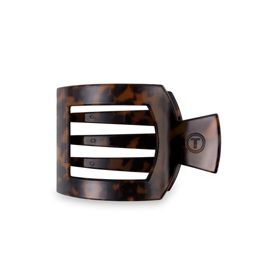 Teleties Square Flat Hair Clip | Med. | Tortoise