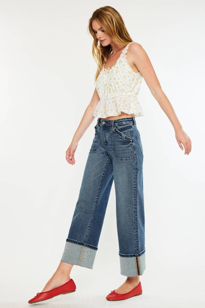 Mid Rise Wide Leg Jeans