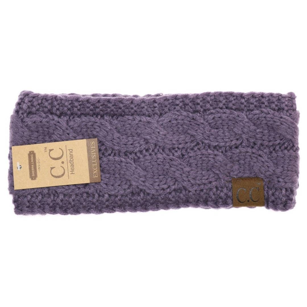 CC Beanie Solid Cable Knit Head Wrap