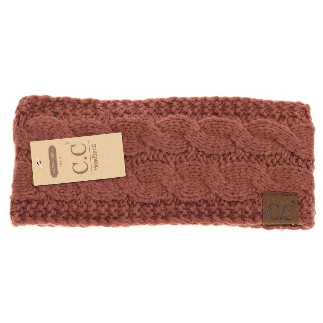 CC Beanie Solid Cable Knit Head Wrap