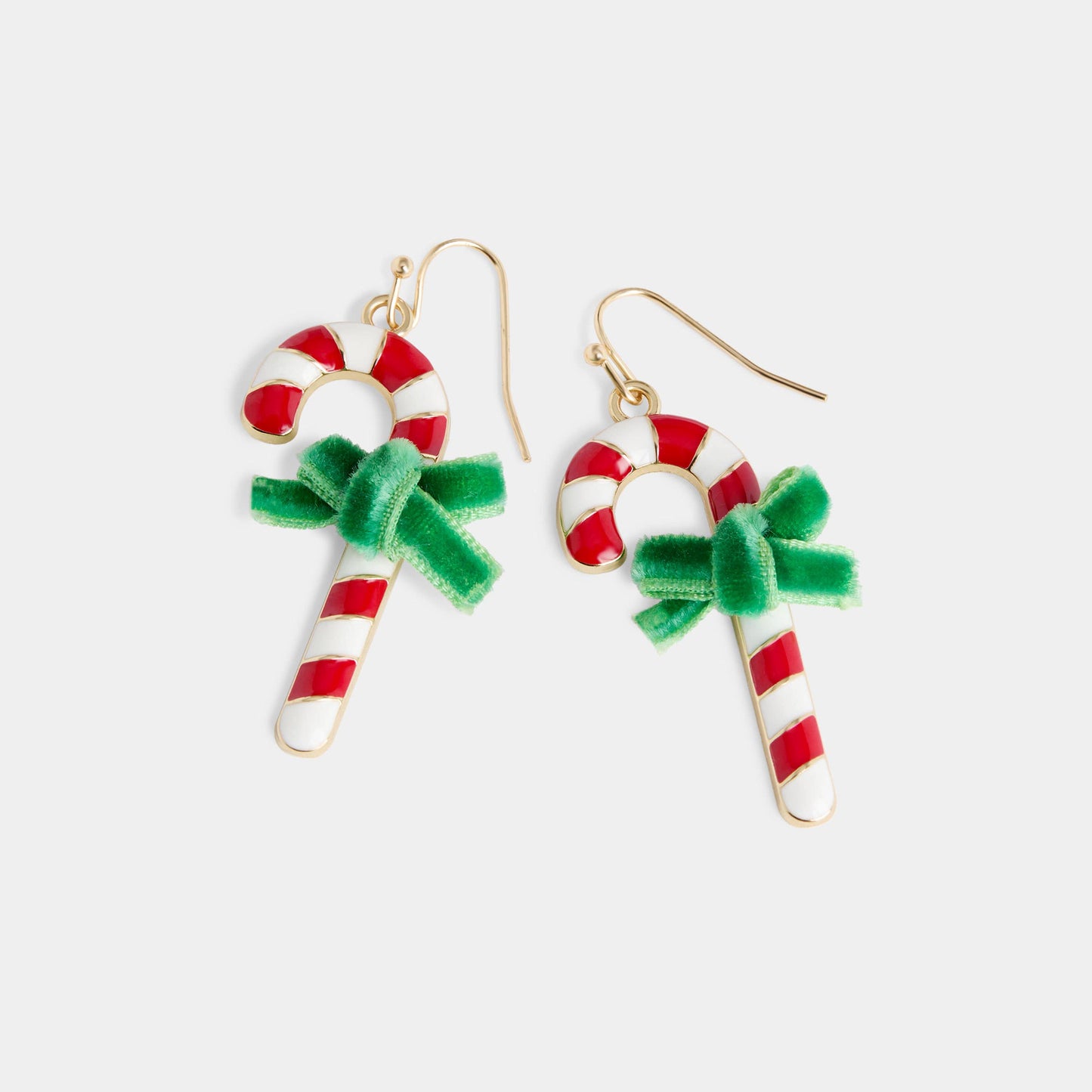 Velvet Bow Candy Canes - Red/White - Christmas