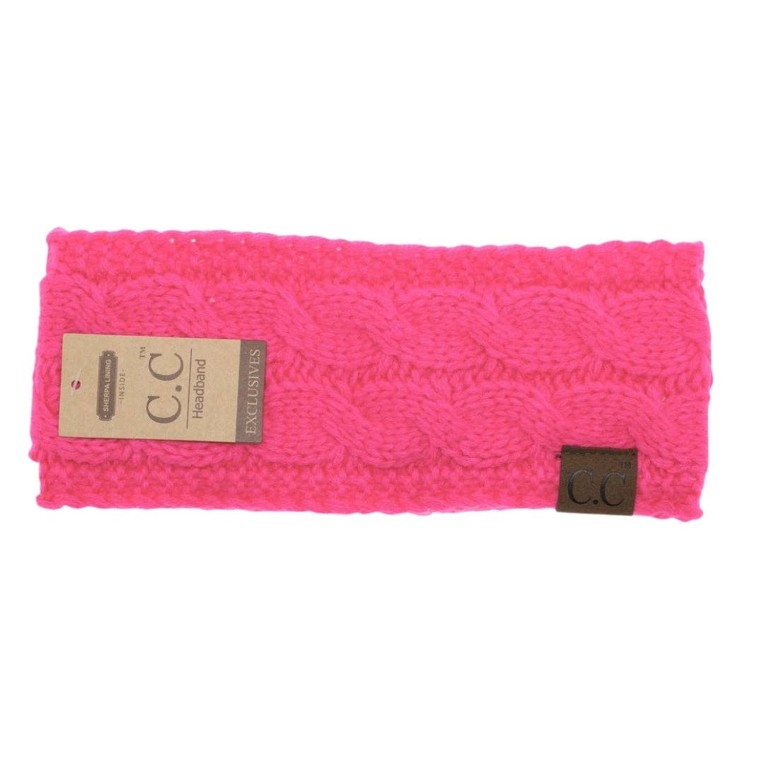 CC Beanie Solid Cable Knit Head Wrap