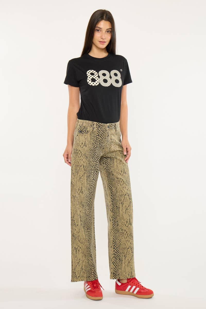 Low Slung Baggy Python Print Wide Leg Jean